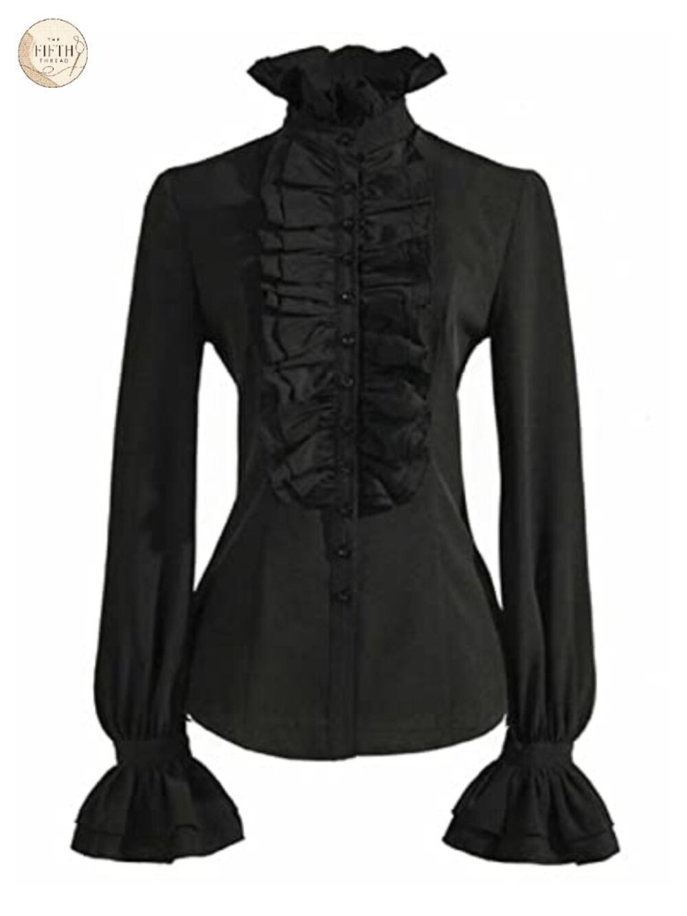 Victorian Gothic Ruffled Long Sleeve Button Down Blouse